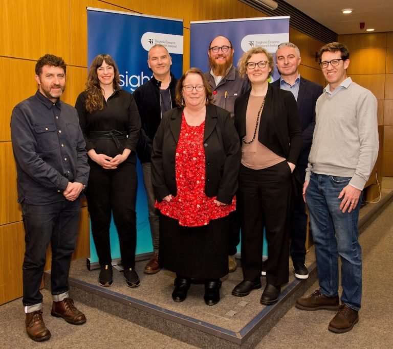 L-R Back Row - Daniel Wilson, Emily Pugh, Mark Shiel, Eric Rodenbeck, Derek Green, Brian Mac Namee. Front Row - Geraldine Meaney & Katherine McDonough at the UCD Cultural Analytics/Insight event, Friday 7th March 2025